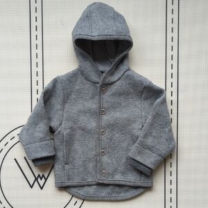 Gray Disana 100% Boiled Wool Hooded Jacket 1-2Y